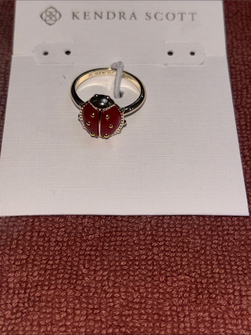 Kendra Scott Red Ladybug Enamel Ring with Gold Accents